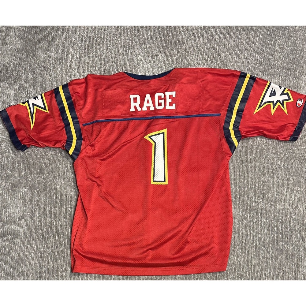 Vintage Champion 2001 Orlando Rage XFL Football Jersey Red Mens 48 Home